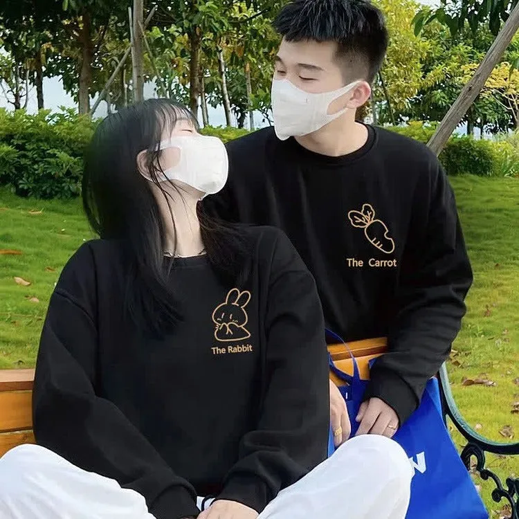 Cartoon Rabbit Carrot Girlfriend Boyfriend Couple Print Sweatshirt