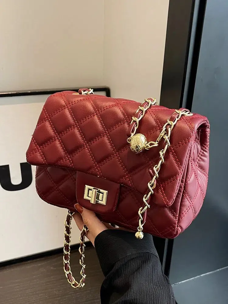 Chain Strap Quilted Crossbody Bag