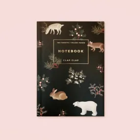 Clap Clap Wild Animals Notebook in Black - Lined