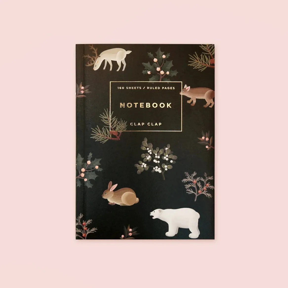 Clap Clap Wild Animals Notebook in Black - Lined
