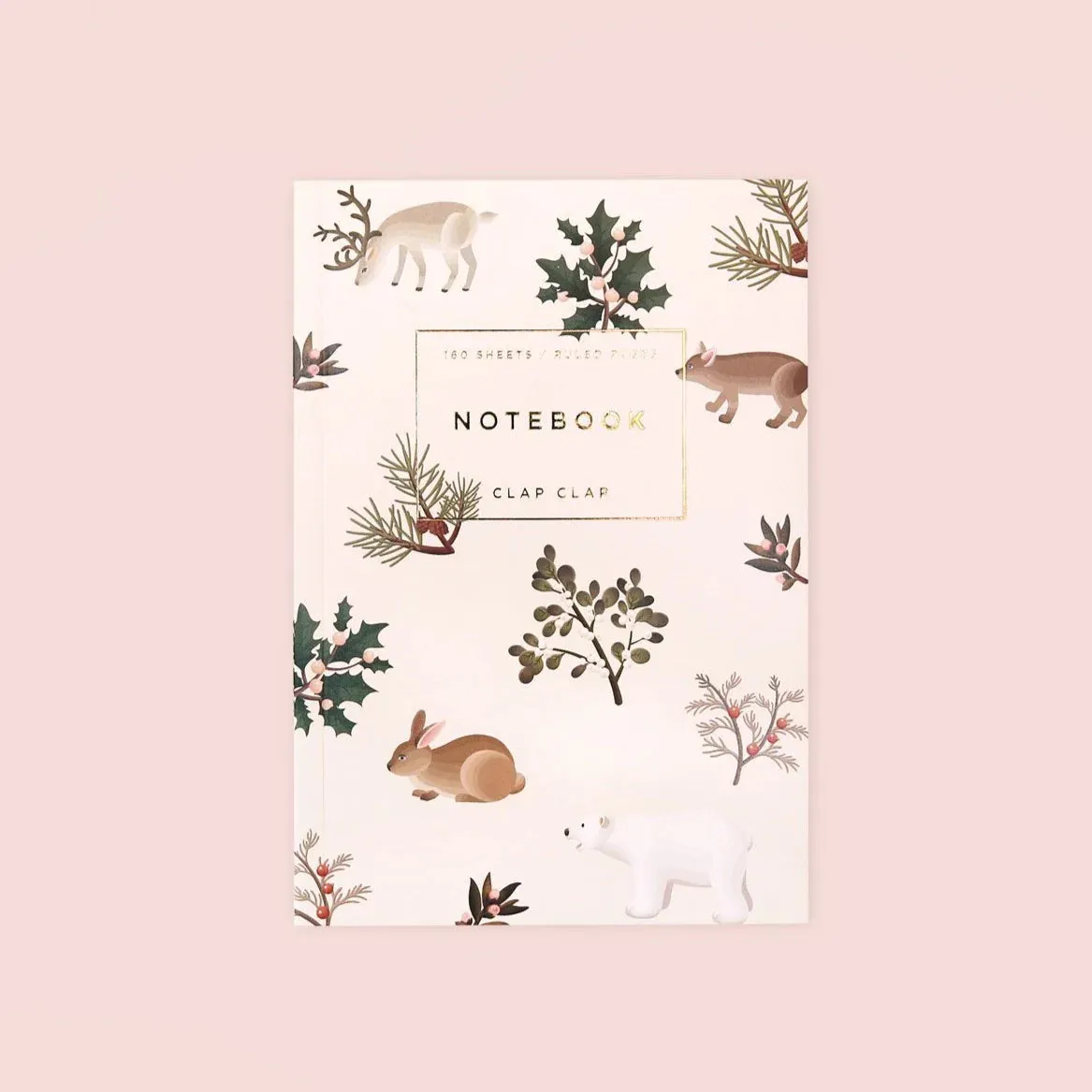 Clap Clap Wild Animals Notebook in Cream - Lined