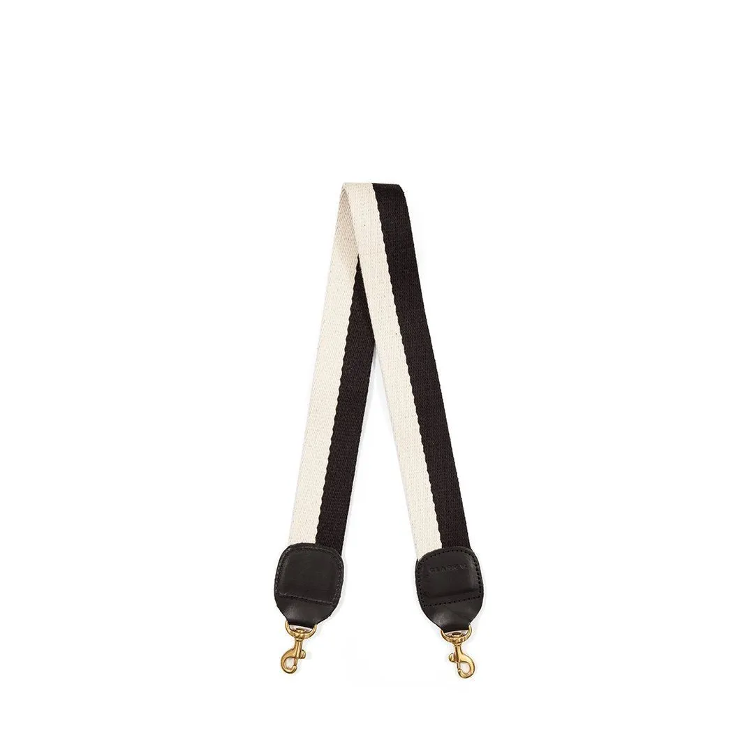 Clare V. - Shoulder Strap in Black & White Cotton Webbing