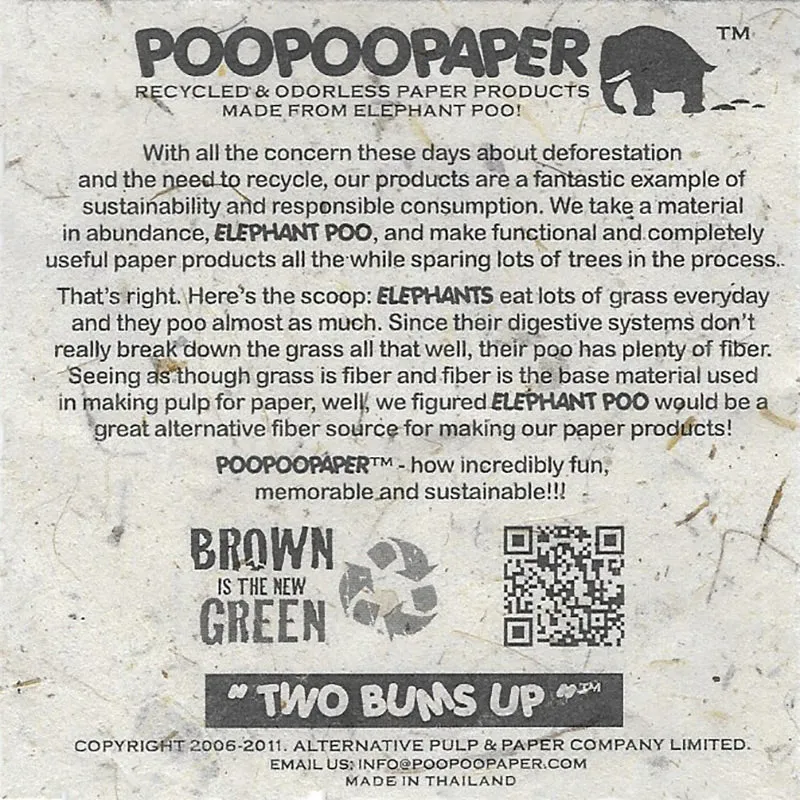 Classic Elephant POOPOOPAPER - Mom & Baby - Eco-friendly Journal (Assorted Set of 5)