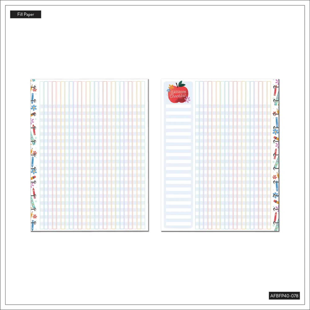 Classroom Brights Teacher - Teacher Checklist Big Filler Paper - 40 Sheets