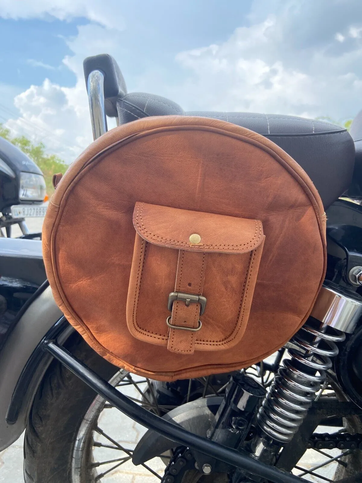 Combo Brown Leather Motorcycle Pannier Side Bag