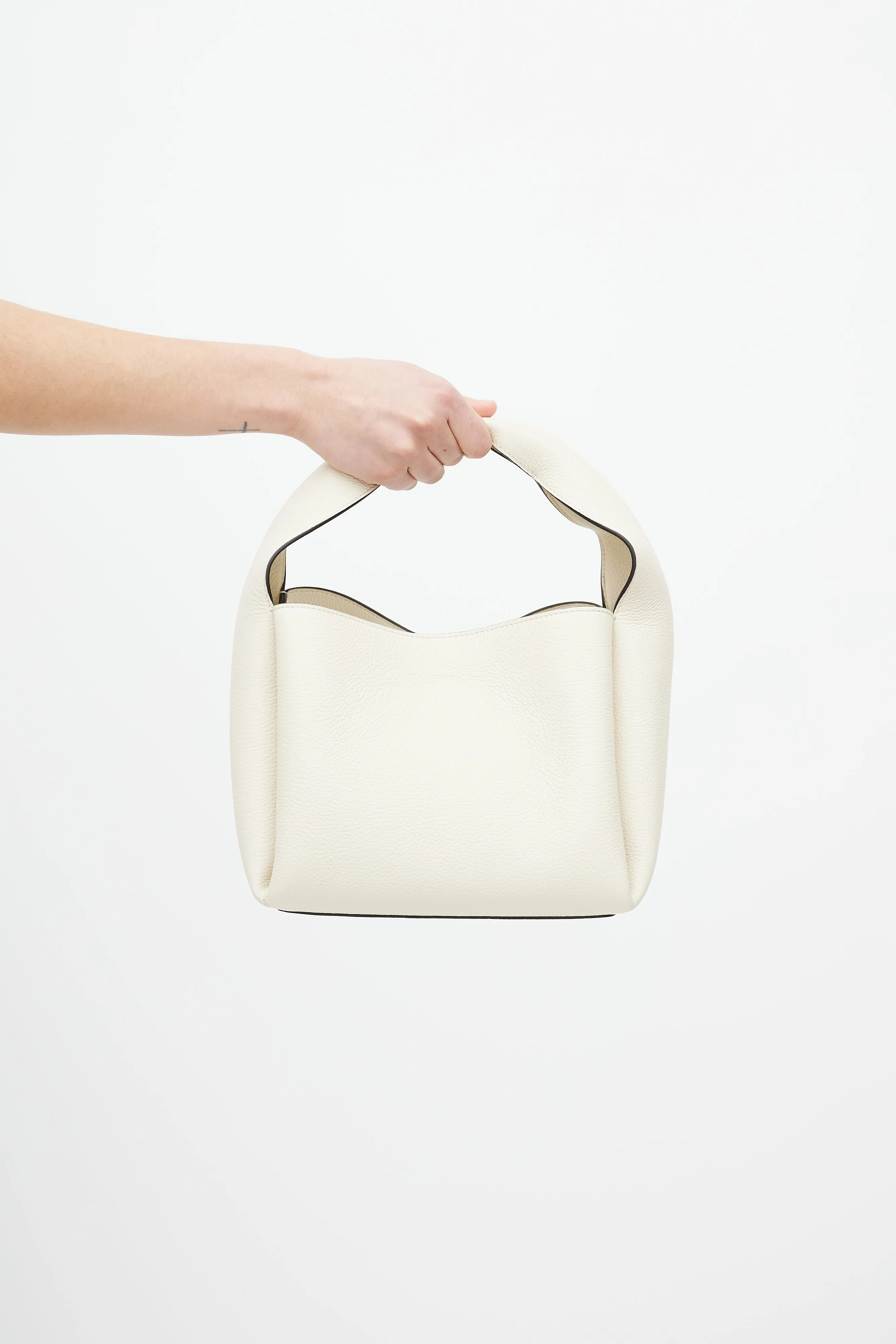 Cream Leather Bucket Bag
