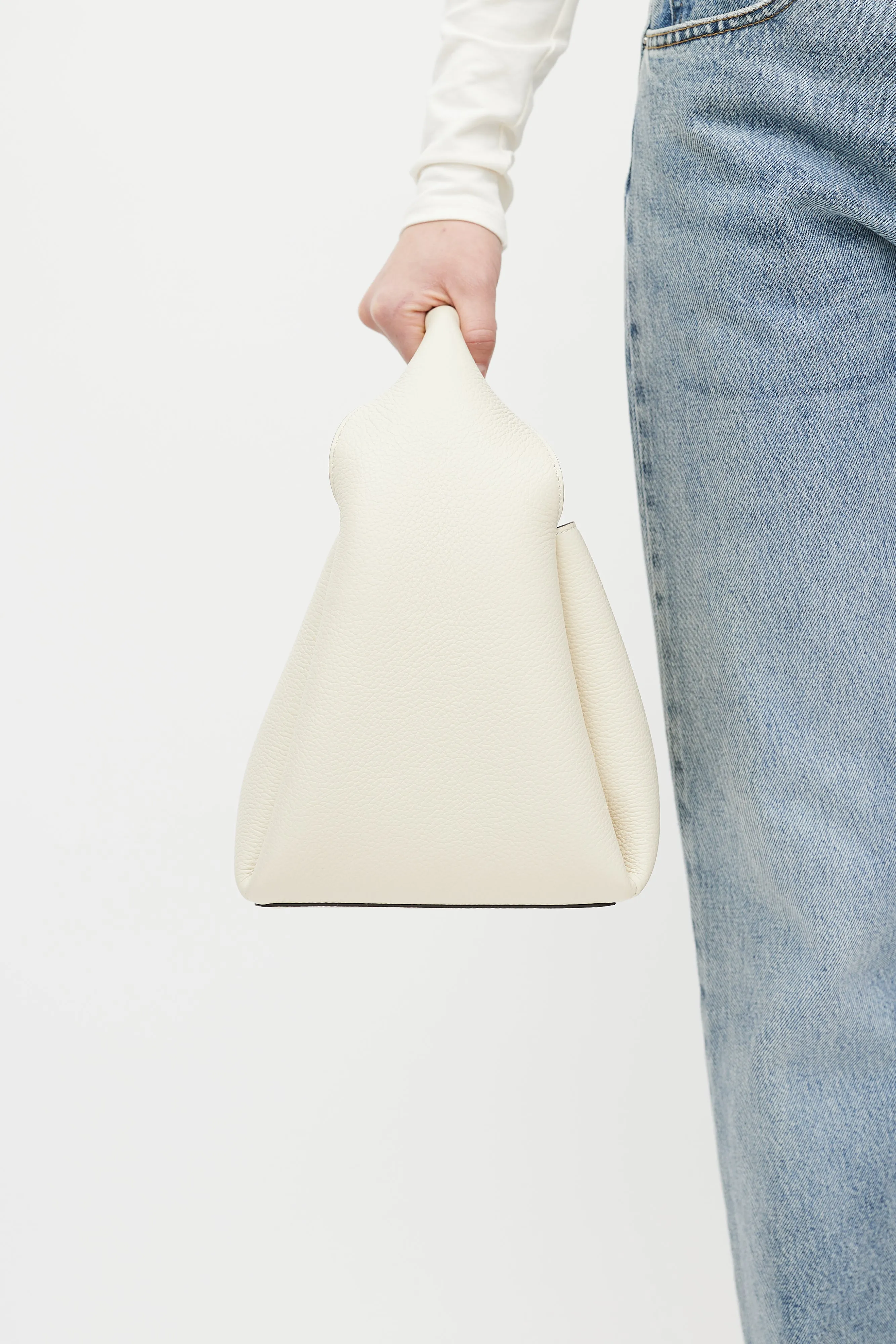 Cream Leather Bucket Bag