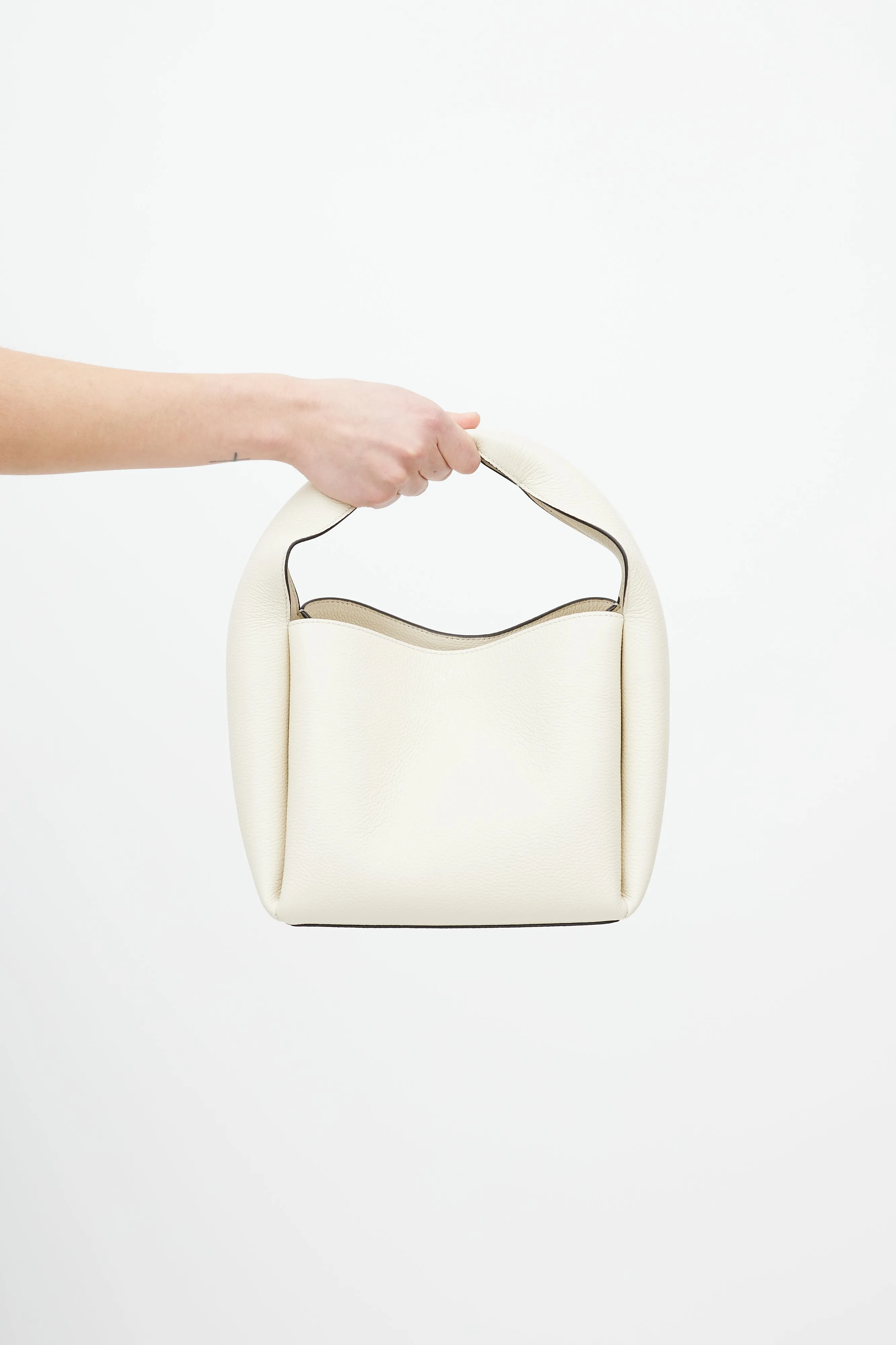 Cream Leather Bucket Bag