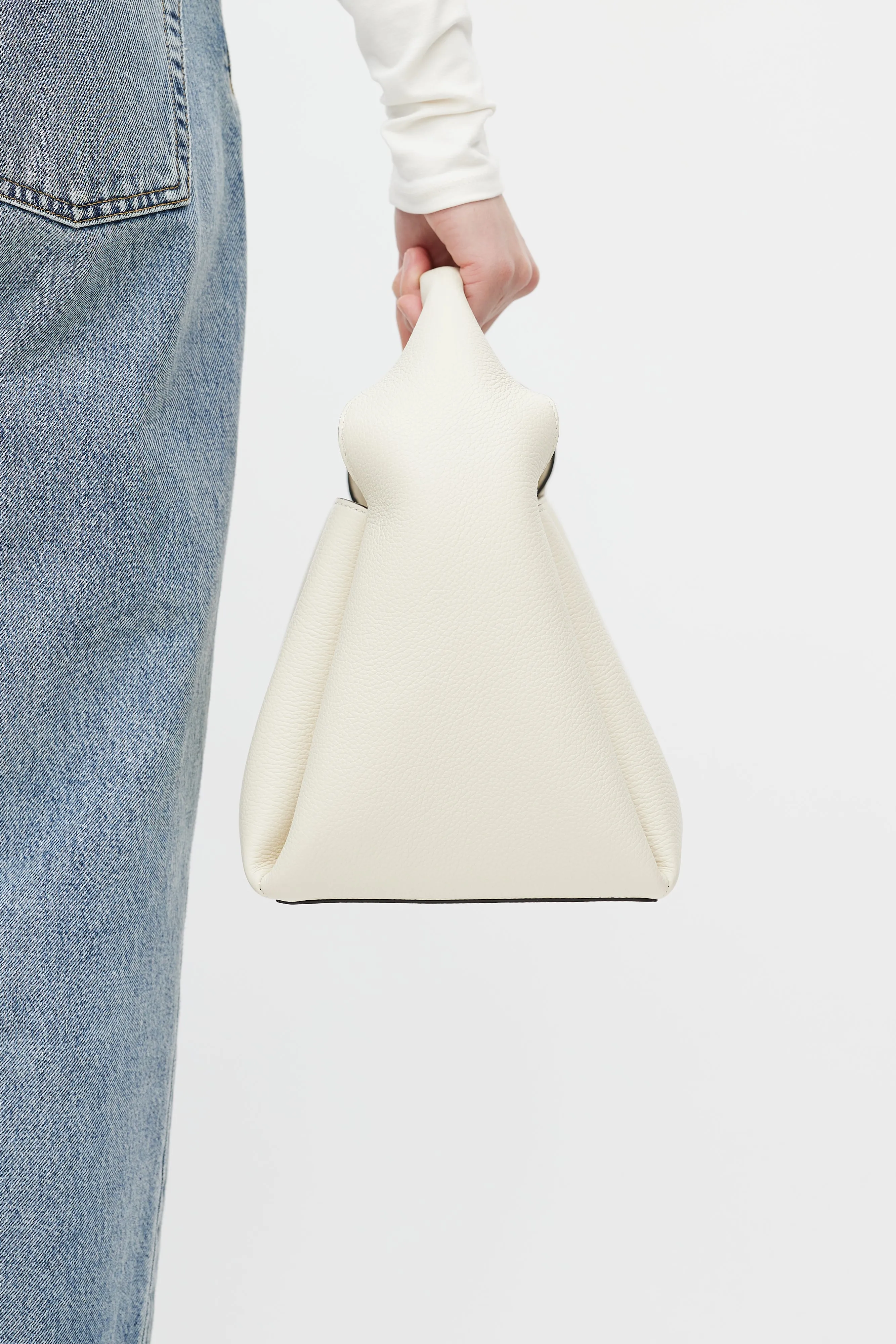 Cream Leather Bucket Bag