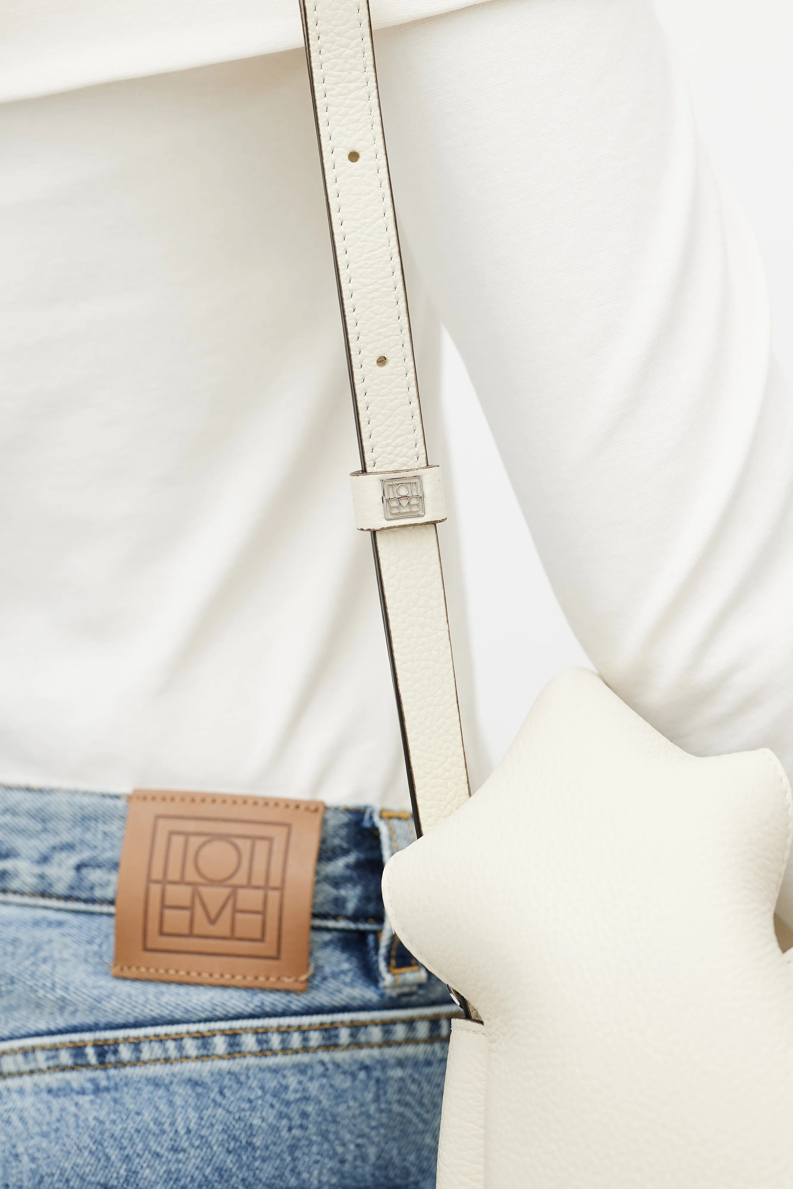 Cream Leather Bucket Bag