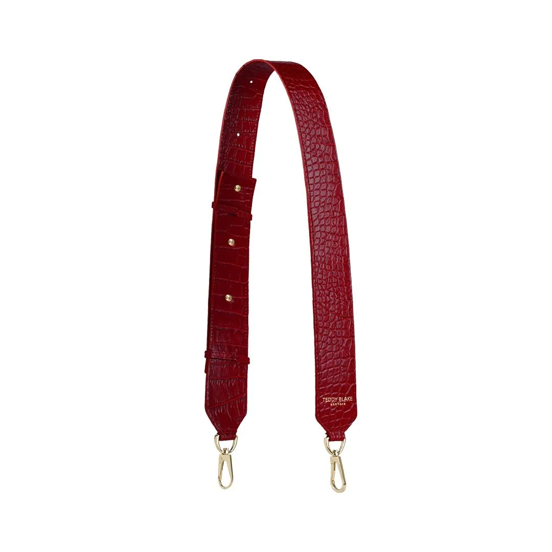 Croco Leather Wide Strap - Dark Red