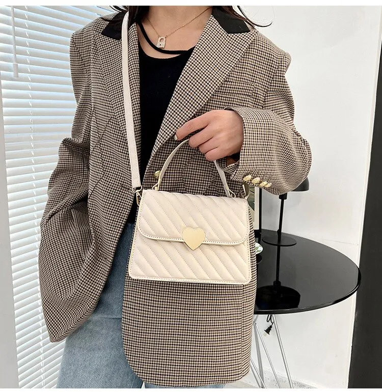Darianrojas Embroidery Thread Quilted Crossbody Bag for Women Luxury Designer PU Leather Tote Bags Lady Retro Shoulder Handbag