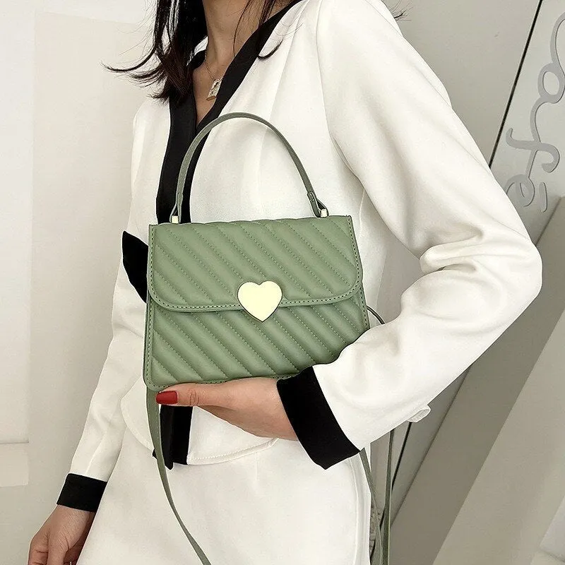 Darianrojas Embroidery Thread Quilted Crossbody Bag for Women Luxury Designer PU Leather Tote Bags Lady Retro Shoulder Handbag