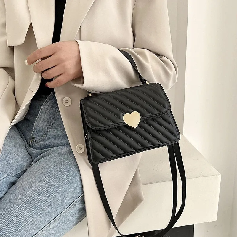 Darianrojas Embroidery Thread Quilted Crossbody Bag for Women Luxury Designer PU Leather Tote Bags Lady Retro Shoulder Handbag