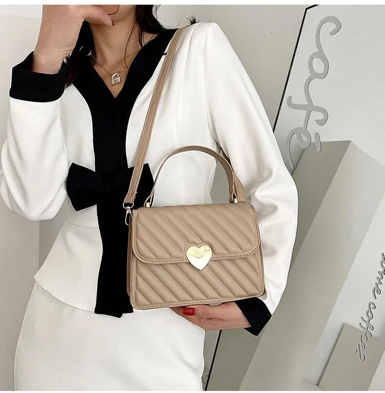 Darianrojas Embroidery Thread Quilted Crossbody Bag for Women Luxury Designer PU Leather Tote Bags Lady Retro Shoulder Handbag