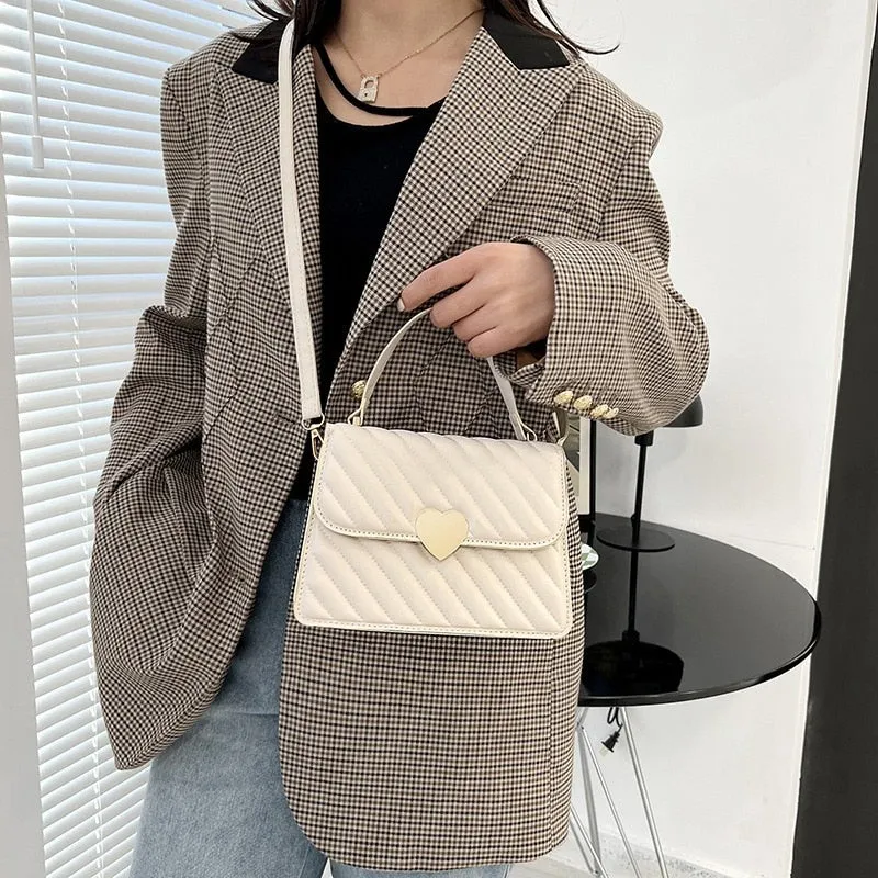 Darianrojas Embroidery Thread Quilted Crossbody Bag for Women Luxury Designer PU Leather Tote Bags Lady Retro Shoulder Handbag