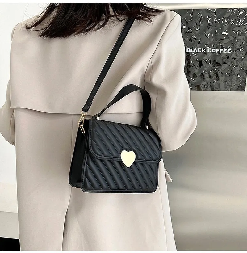 Darianrojas Embroidery Thread Quilted Crossbody Bag for Women Luxury Designer PU Leather Tote Bags Lady Retro Shoulder Handbag