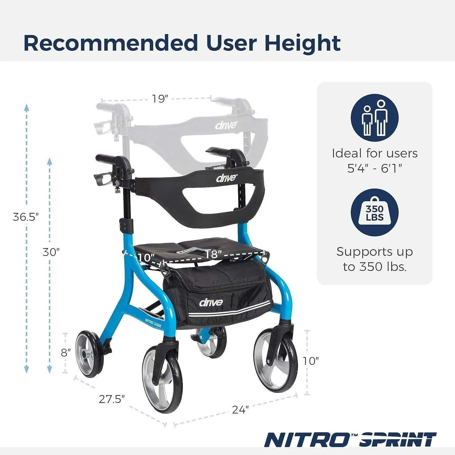 Drive Medical Nitro Sprint Rollator Rolling Walker