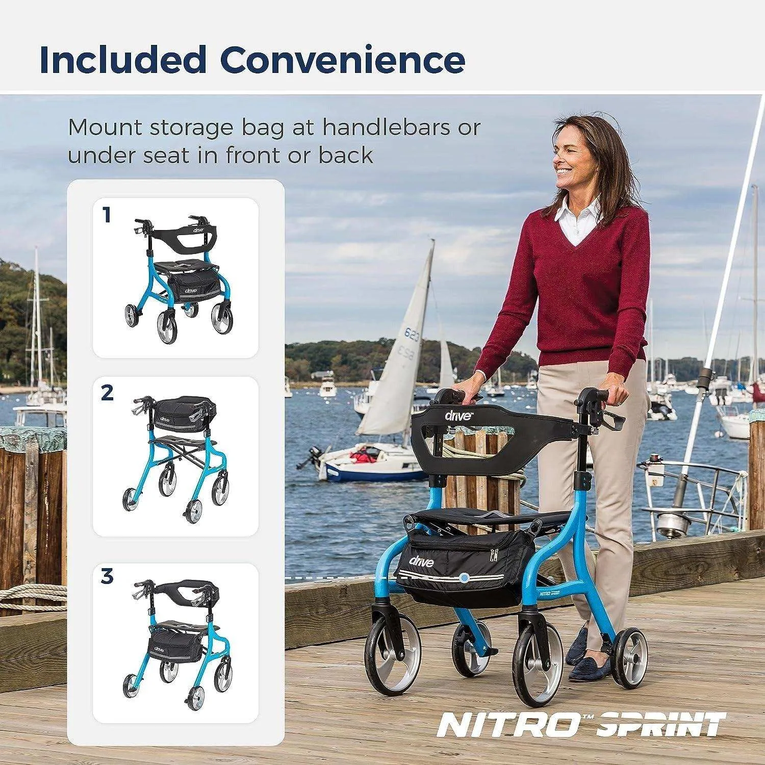 Drive Medical Nitro Sprint Rollator Rolling Walker