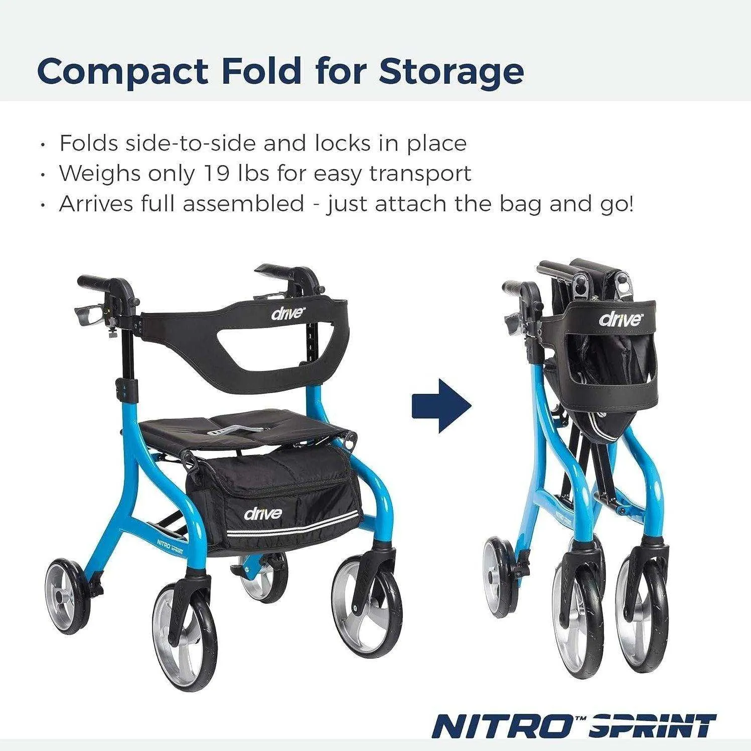 Drive Medical Nitro Sprint Rollator Rolling Walker