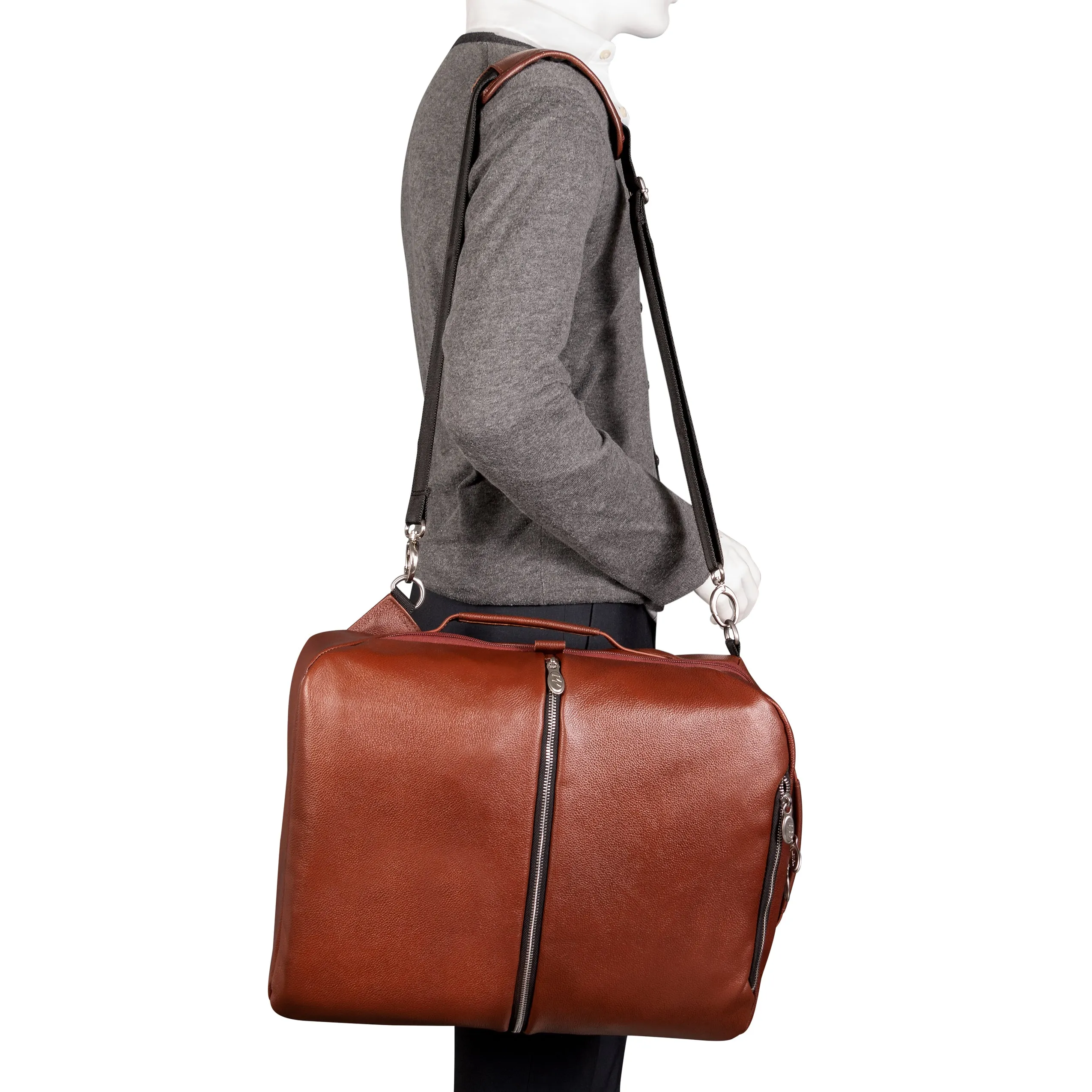EAST SIDE | 17” Leather 2-In-1 Laptop Cross-Body & Backpack