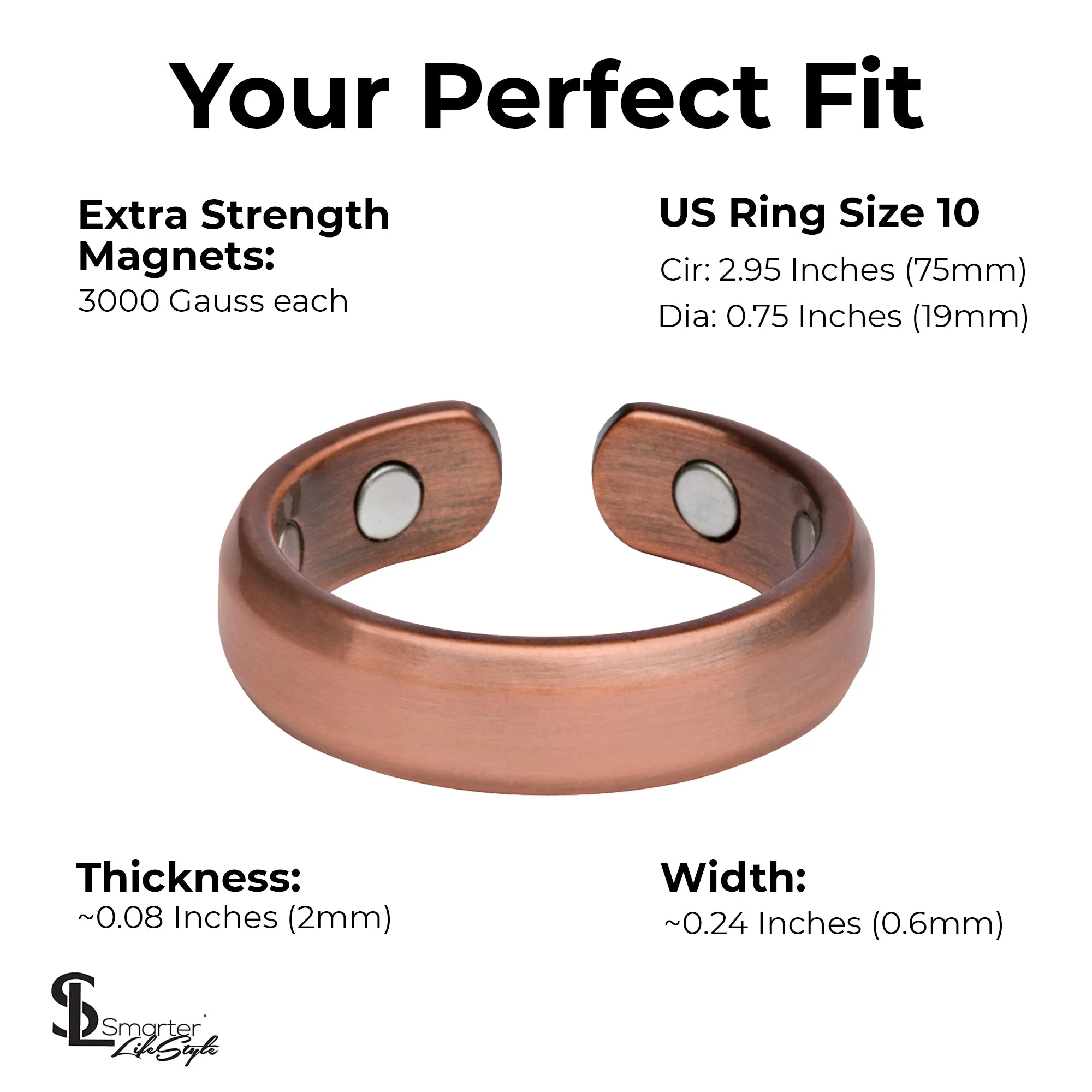Elegant Pure Copper Magnetic Therapy Ring - Single Ring / Size 10