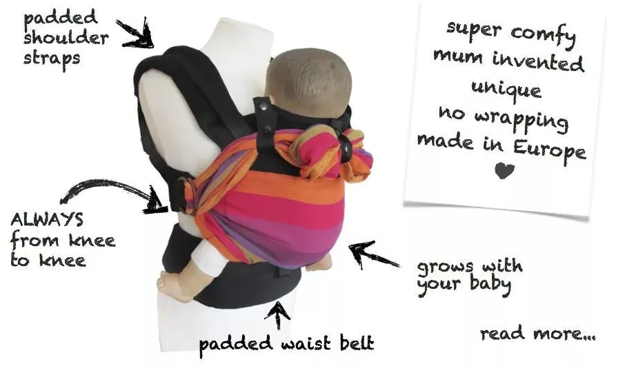 Emeibaby Hybrid Wrap Conversion Baby Carrier - Full Ikat Bright Gray Turquoise