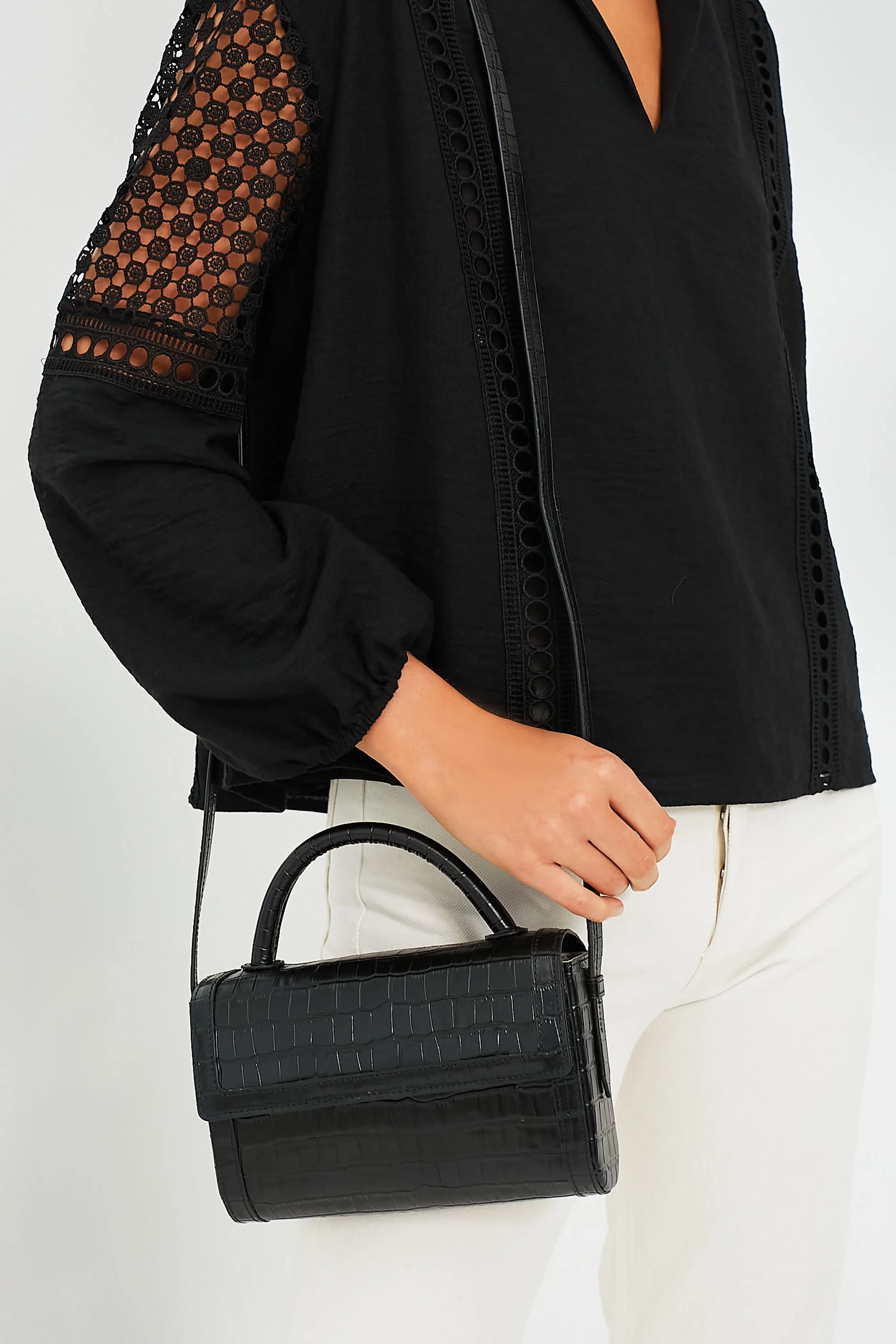 Exclusive Black Croc Crossbody