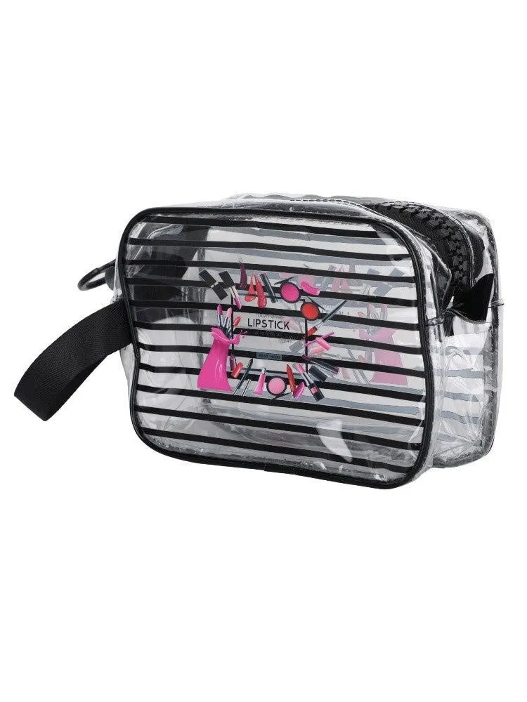 FabSeasons Black Transparent Handy Toiletry, Travel, Makeup Pouch