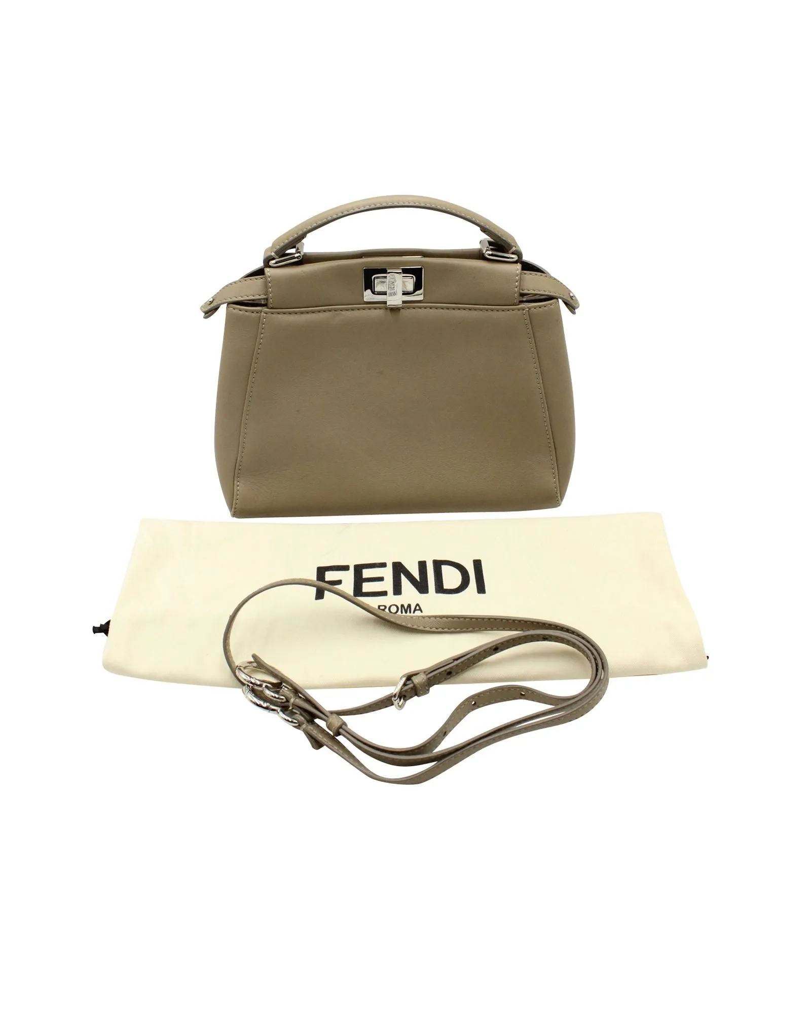 Fendi Peekaboo Mini Bag in Taupe Leather