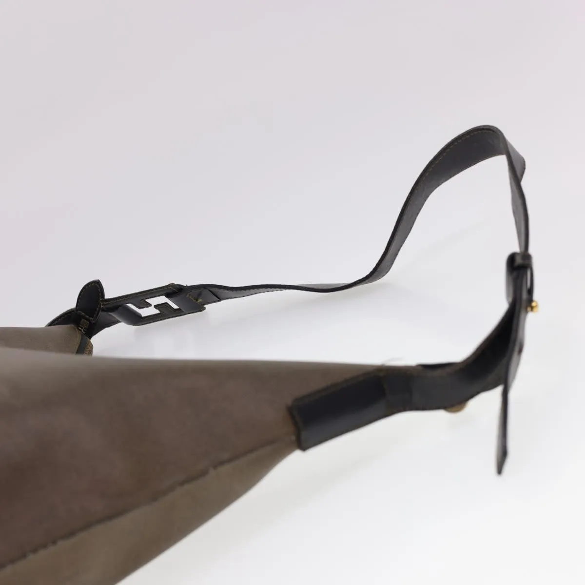 FENDI Shoulder Bag PVC Leather Dark Brown  ar9213