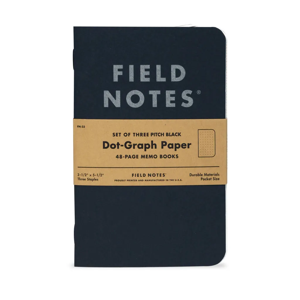 Field Notes Pitch Black 3-Pack Memo Book