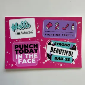 Fighting Pretty Sticker Sheet with 4 stickers