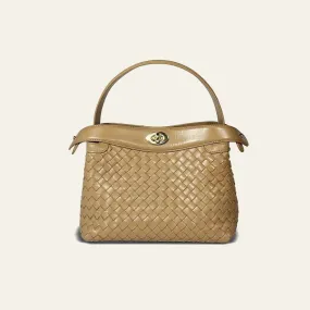 Florence Top Handle Woven Bag - Milk Tea