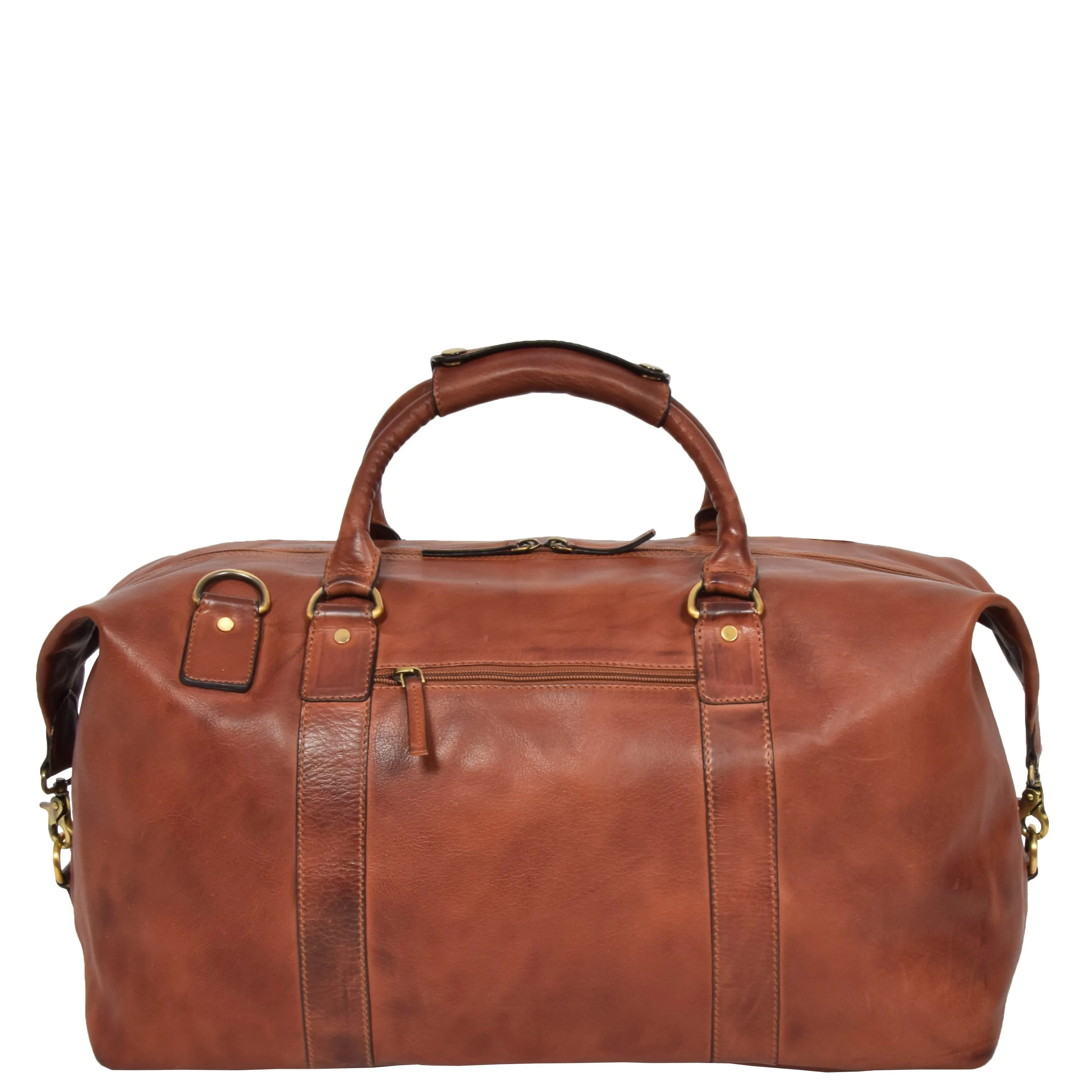 Genuine Leather Holdall Vintage Tan Travel Weekend Duffle Bag Rome