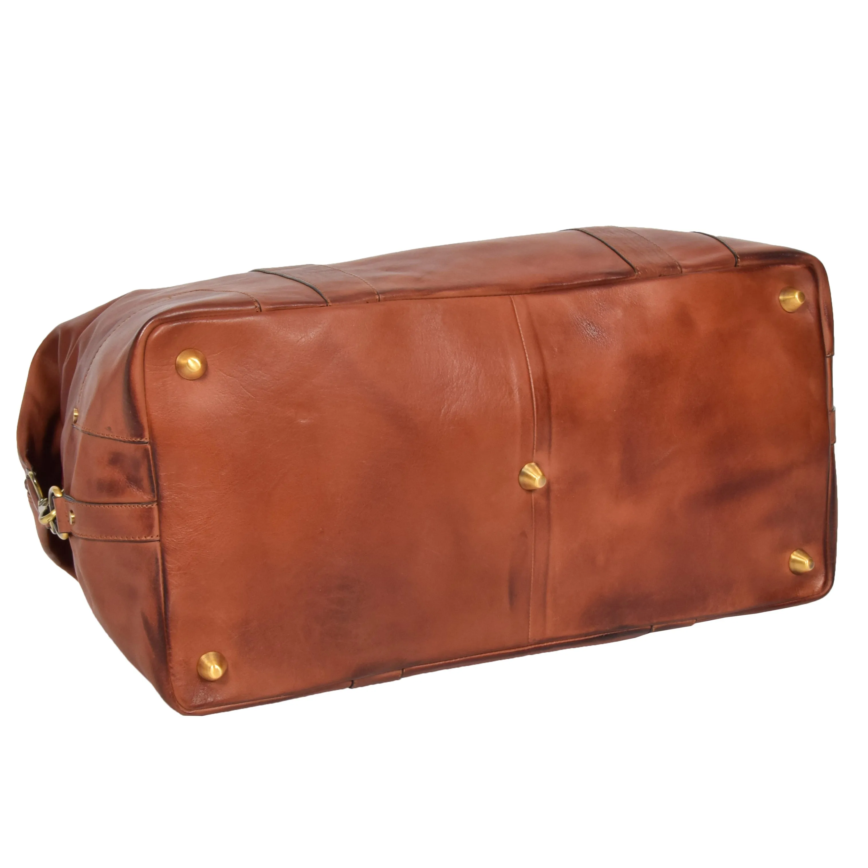 Genuine Leather Holdall Vintage Tan Travel Weekend Duffle Bag Rome