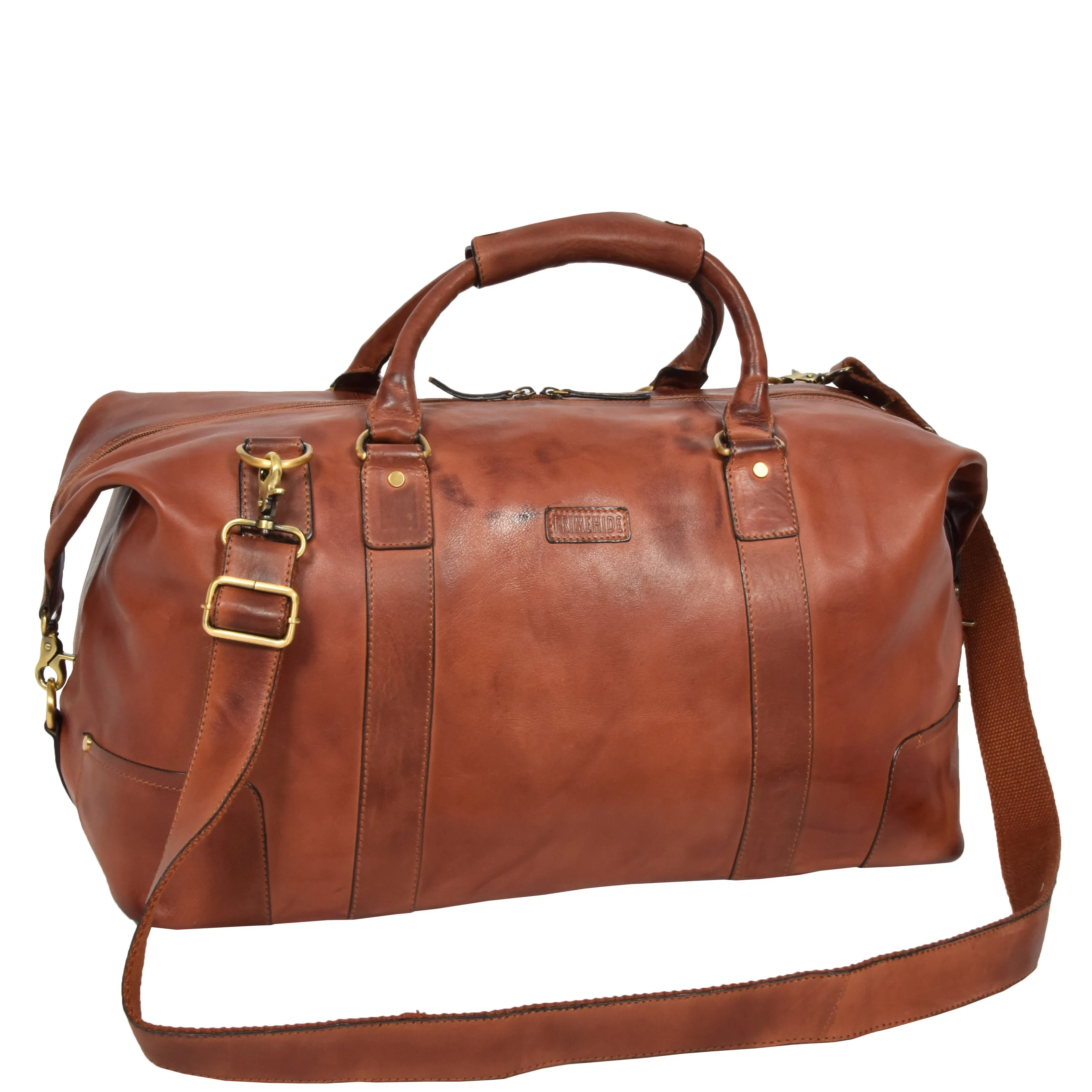 Genuine Leather Holdall Vintage Tan Travel Weekend Duffle Bag Rome