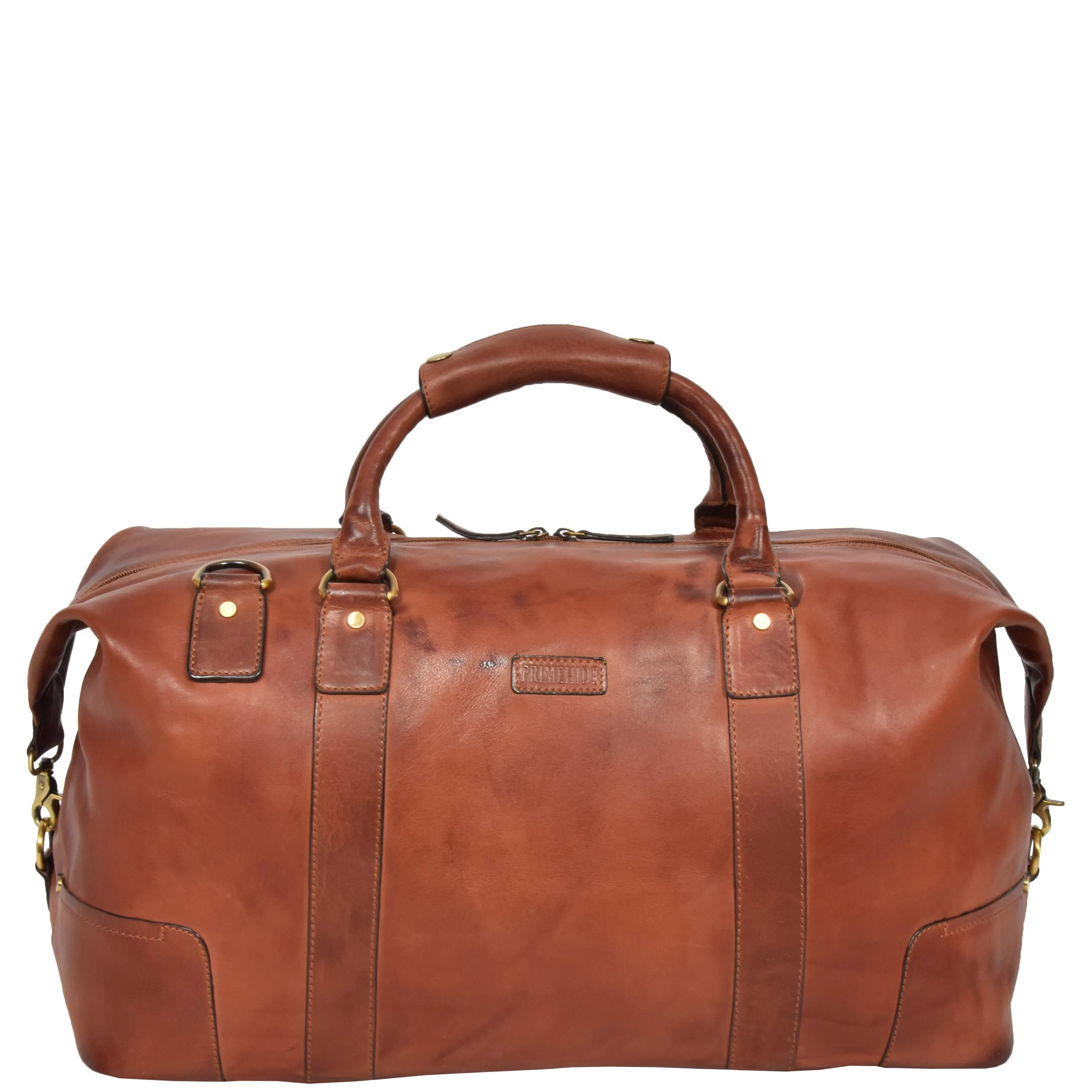 Genuine Leather Holdall Vintage Tan Travel Weekend Duffle Bag Rome