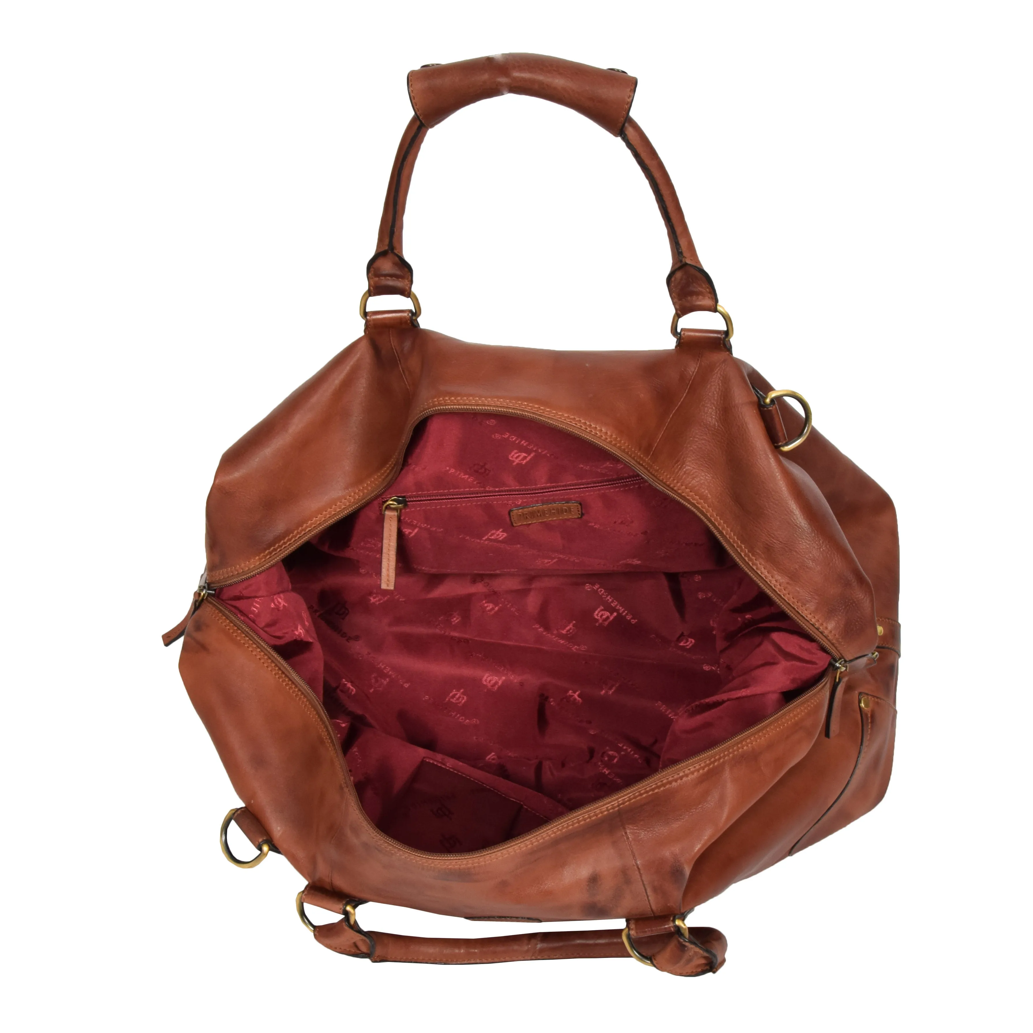 Genuine Leather Holdall Vintage Tan Travel Weekend Duffle Bag Rome