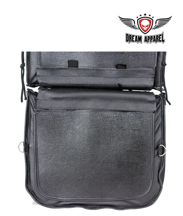 Genuine Leather Motorcycle Saddlebag with Braid & Concho