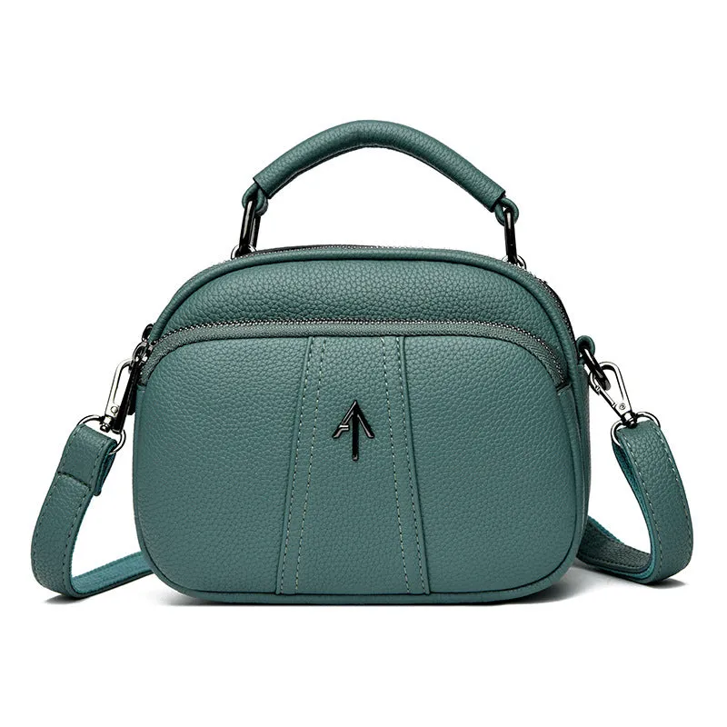 Genuine leather small bag women's crossbody bag new trendy fashion casual portable small square bag retro multi-layer shoulder bag