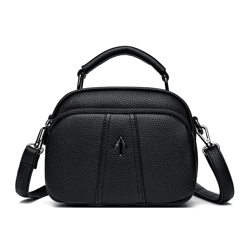 Genuine leather small bag women's crossbody bag new trendy fashion casual portable small square bag retro multi-layer shoulder bag