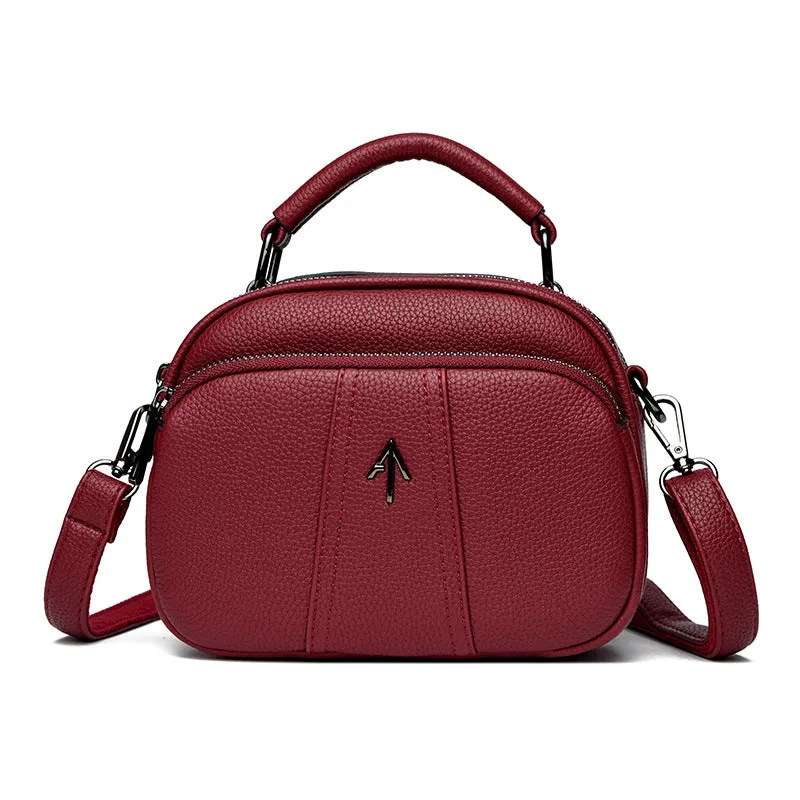 Genuine leather small bag women's crossbody bag new trendy fashion casual portable small square bag retro multi-layer shoulder bag