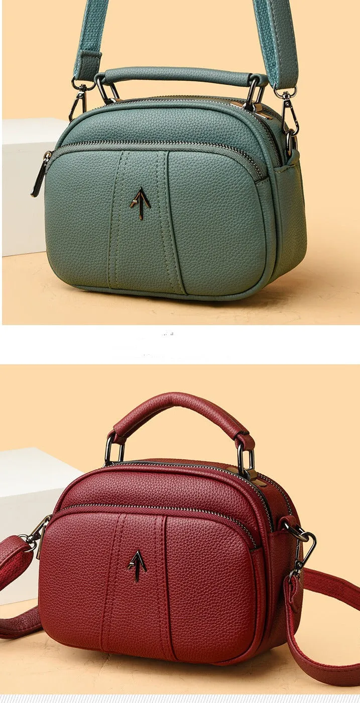 Genuine leather small bag women's crossbody bag new trendy fashion casual portable small square bag retro multi-layer shoulder bag