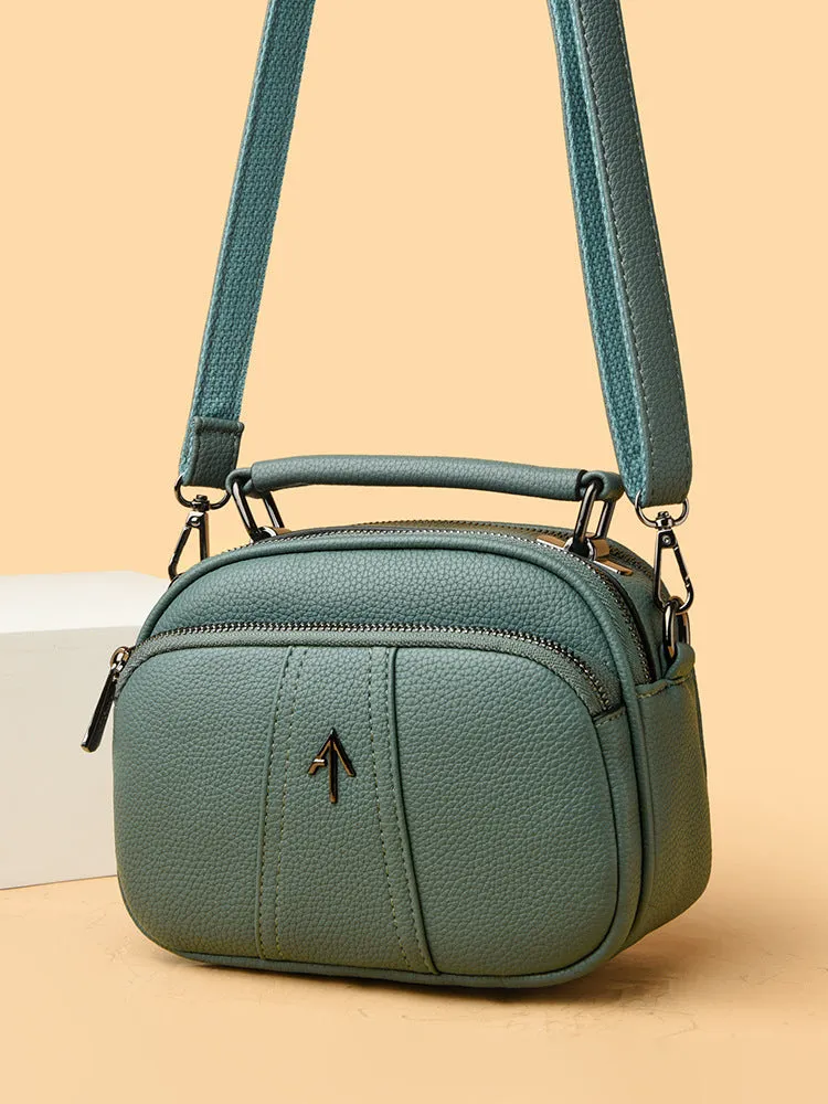 Genuine leather small bag women's crossbody bag new trendy fashion casual portable small square bag retro multi-layer shoulder bag