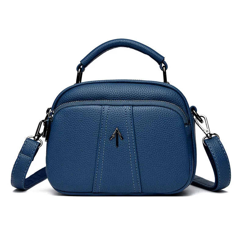 Genuine leather small bag women's crossbody bag new trendy fashion casual portable small square bag retro multi-layer shoulder bag