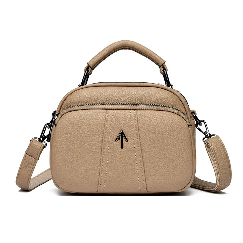 Genuine leather small bag women's crossbody bag new trendy fashion casual portable small square bag retro multi-layer shoulder bag