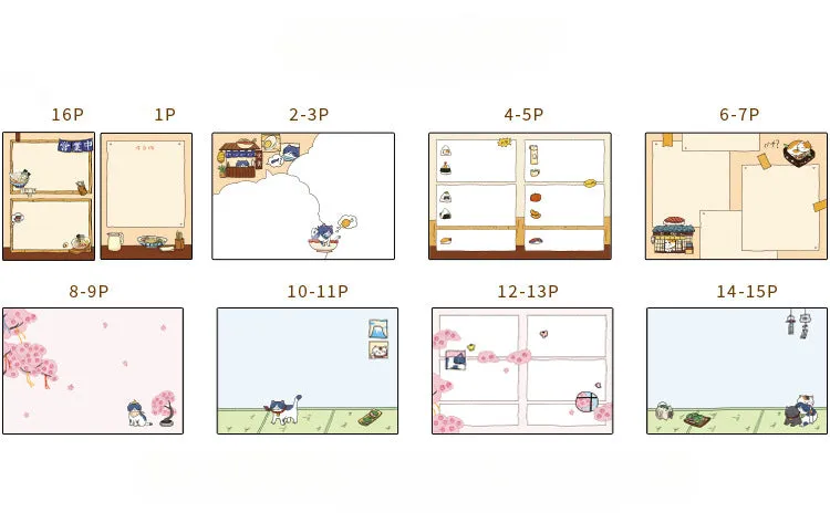 Gohobi Japanese Cat Magnetic Notebook, Monthly Planner, Study Notebook, Pocket Diary