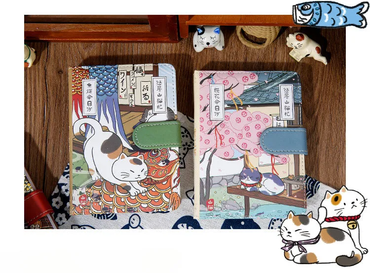 Gohobi Japanese Cat Magnetic Notebook, Monthly Planner, Study Notebook, Pocket Diary