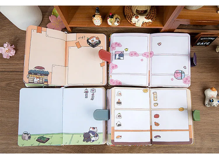 Gohobi Japanese Cat Magnetic Notebook, Monthly Planner, Study Notebook, Pocket Diary